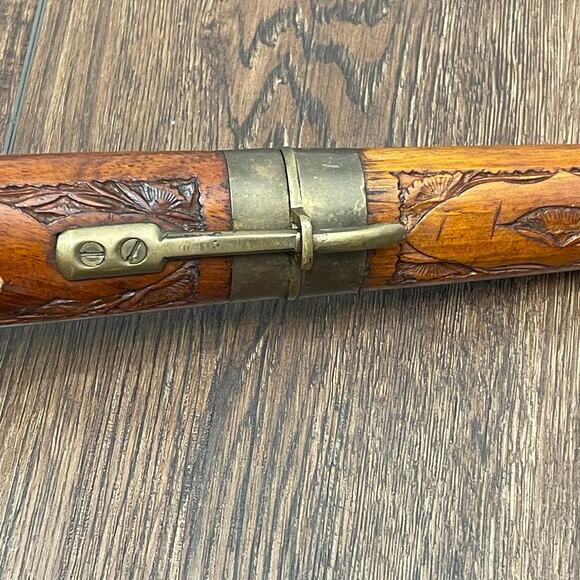 Vintage Mid 20th c. Wood Sheath Carved Pistol Shaped Knife & Fork Set (Indian) - Picture 6 of 13